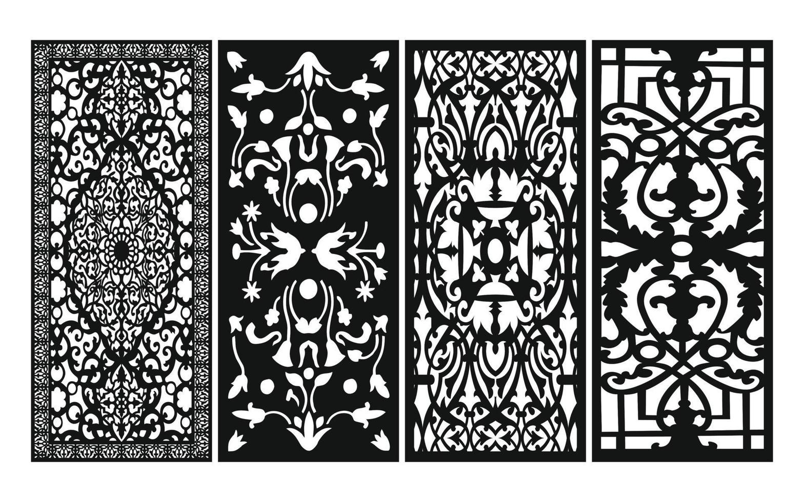 Decorative floral patterns, geometric template for cnc laser cutting vector