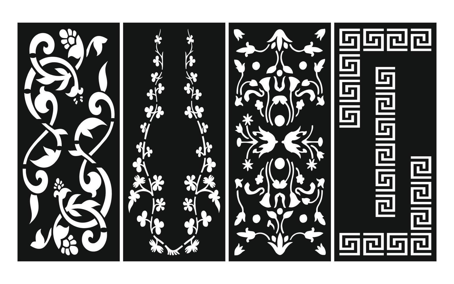 Decorative floral patterns, geometric template for cnc laser cutting vector