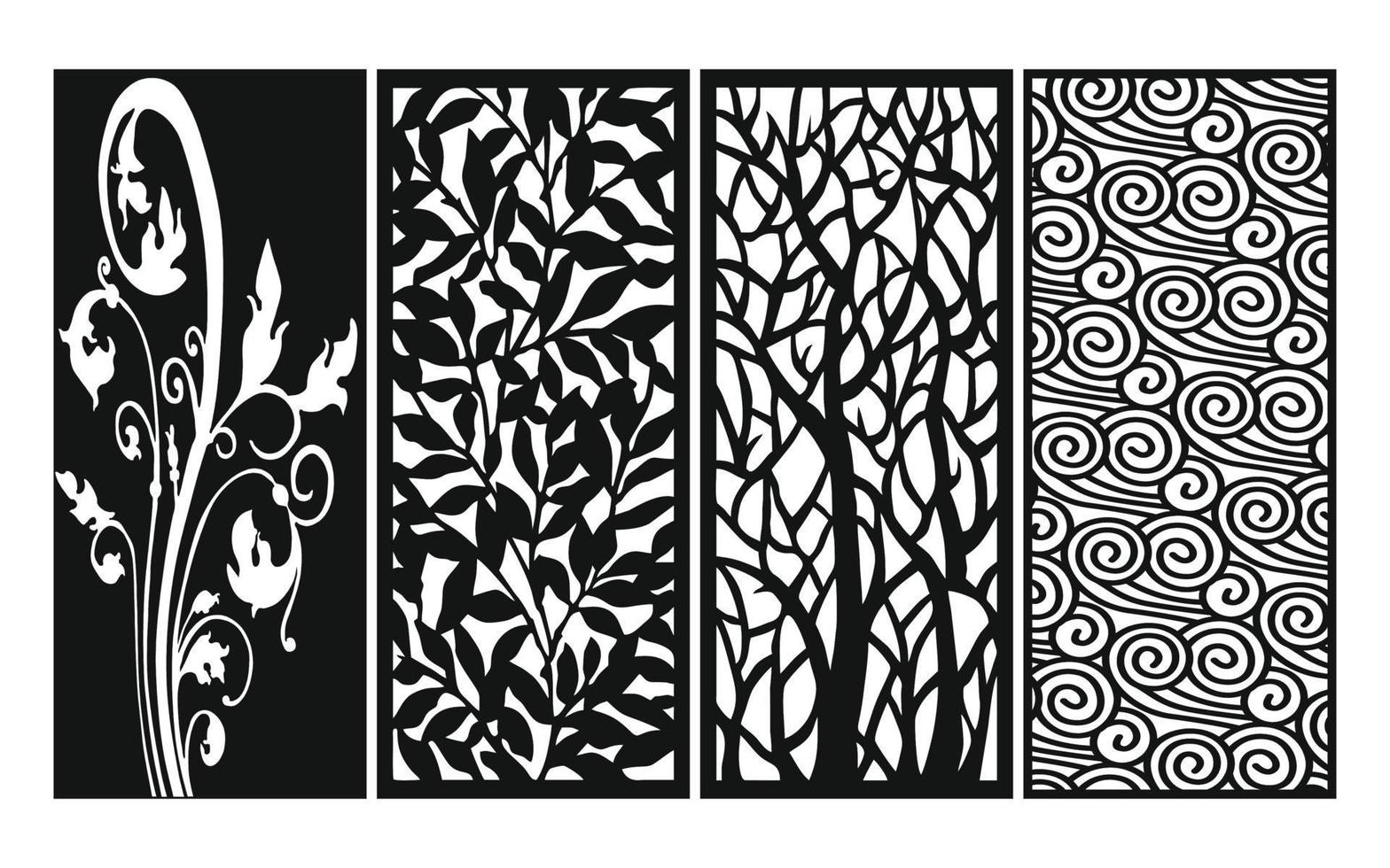 Decorative floral patterns, geometric template for cnc laser cutting vector