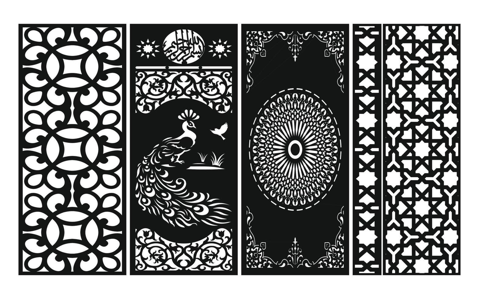 Decorative floral patterns, geometric template for cnc laser cutting vector