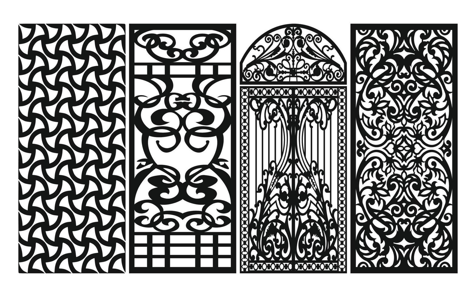 Decorative floral patterns, geometric template for cnc laser cutting vector