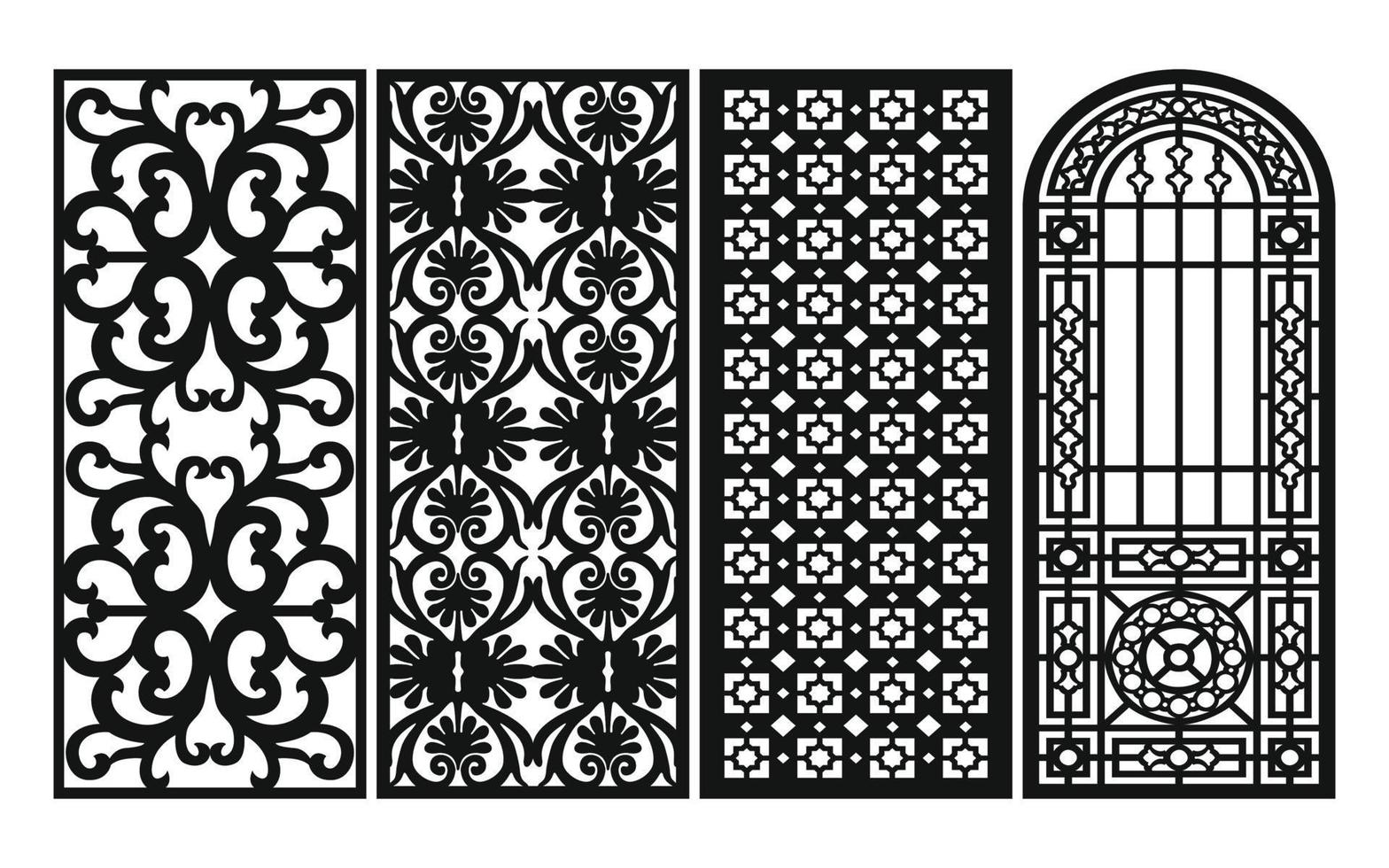 Decorative floral patterns, geometric template for cnc laser cutting vector