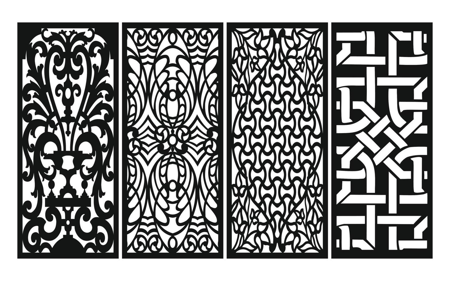 Decorative floral patterns, geometric template for cnc laser cutting vector