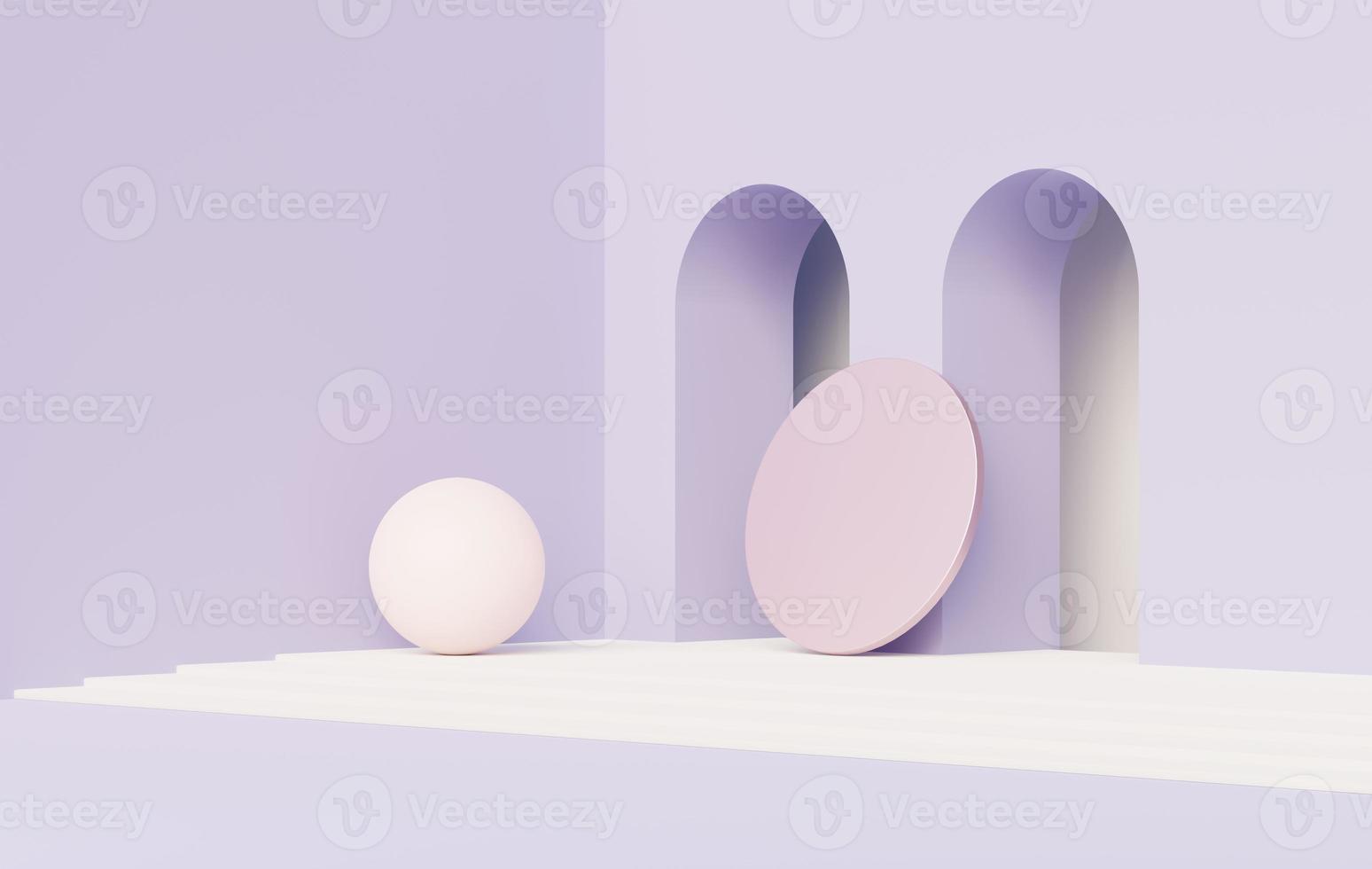 3d render abstract display podium platform for  product presentation and advertising. Minimal scene backdrop with clean design. Vacant pedestal for mock up. Empty stage with pastel color for cosmetic. photo