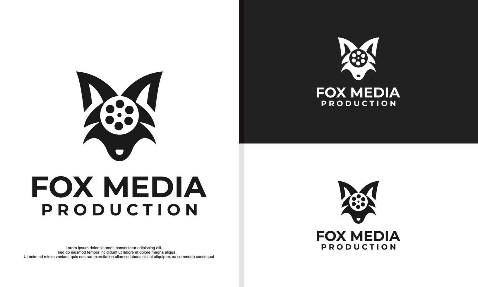 fox head combine with reel media logo design illutration vector