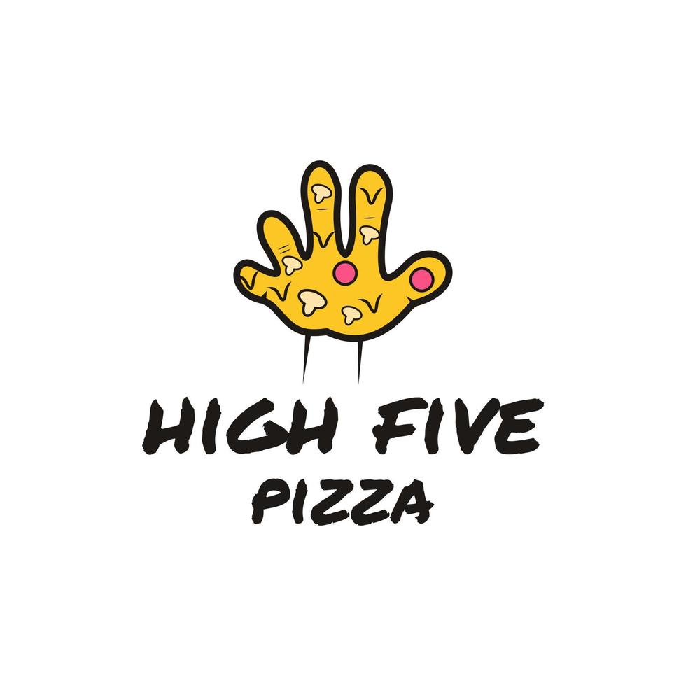 high five friendly pizza logo design illustration vector