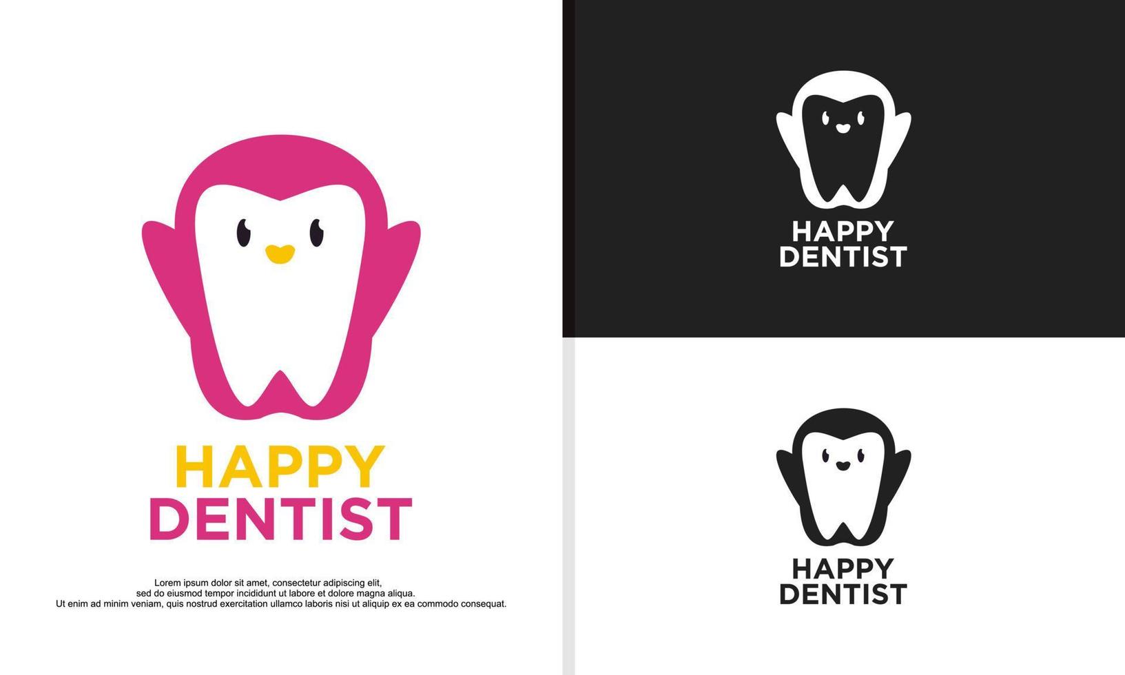 gráfico vectorial de ilustración de logotipo de pingüino combinado con dientes. Apto para odontología, dentista, etc. vector