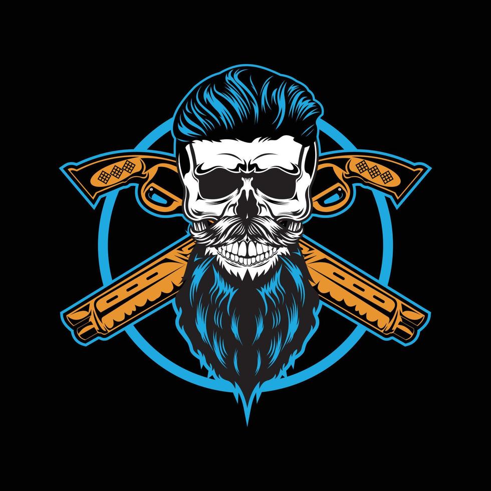 Armed mobster skull vector illustration