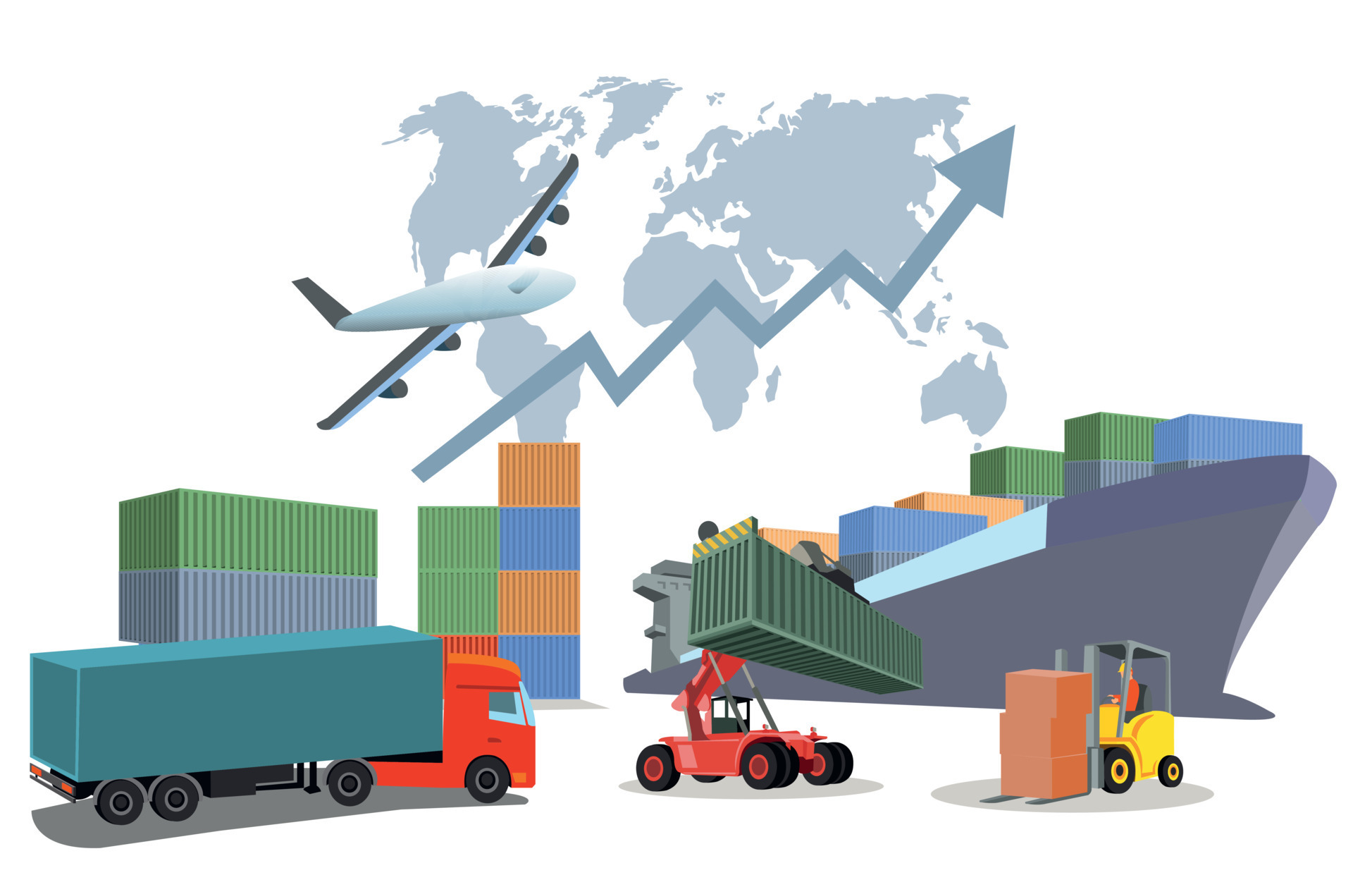 Logistics and shipping of container truck at ship port for business