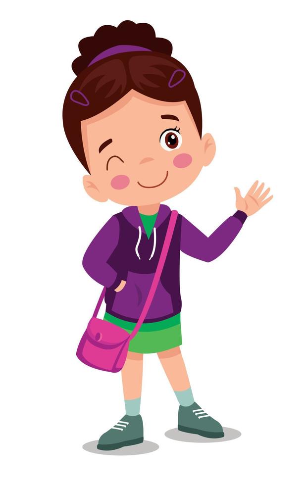 cute little girl with pink bag vector