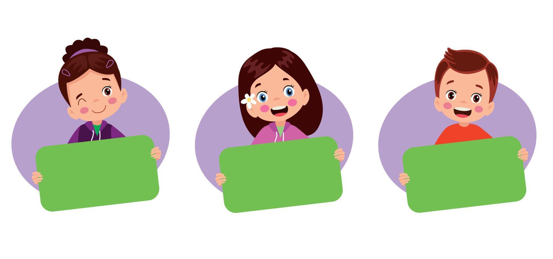 Your text here cute girl holding note paper vector