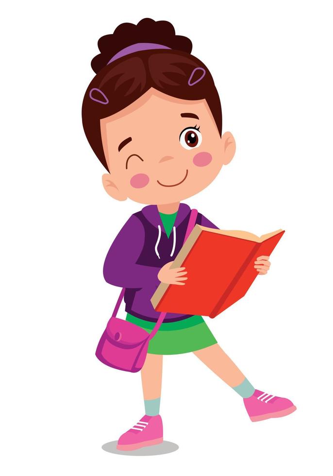 Little boy reading book illustration vector