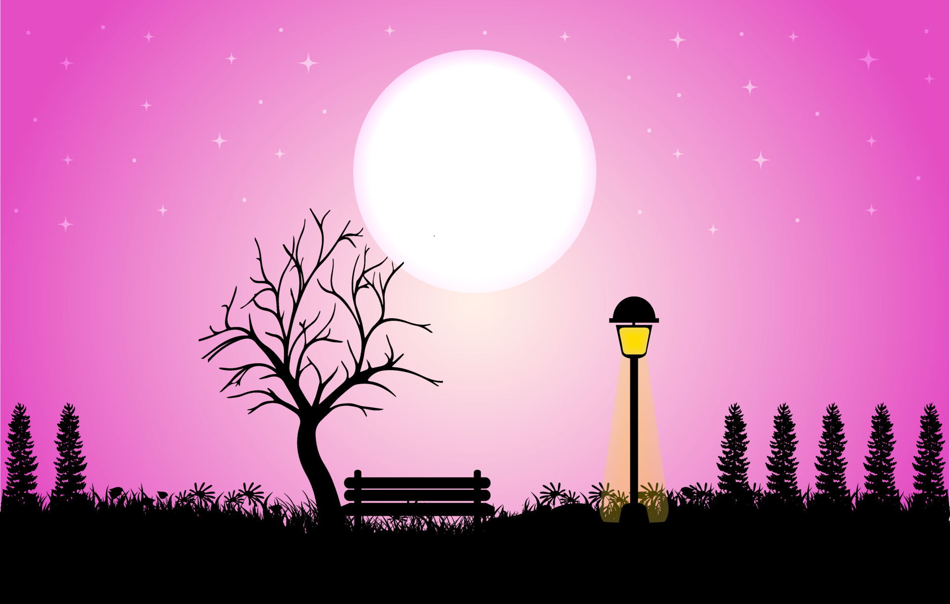 Beautiful Scenery background vector free, illustration, Romantic
