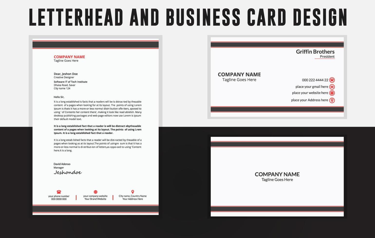 Business card design, Letterhead Design Template, Stationery template design, Letterhead A4 template vector