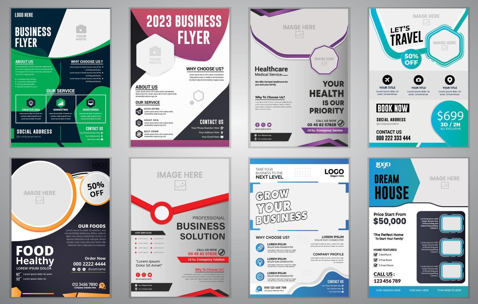 Business Flyer Template bundle, Business brochure flyer design, a4 template set, poster flyer template, flyer set, corporate banners vector