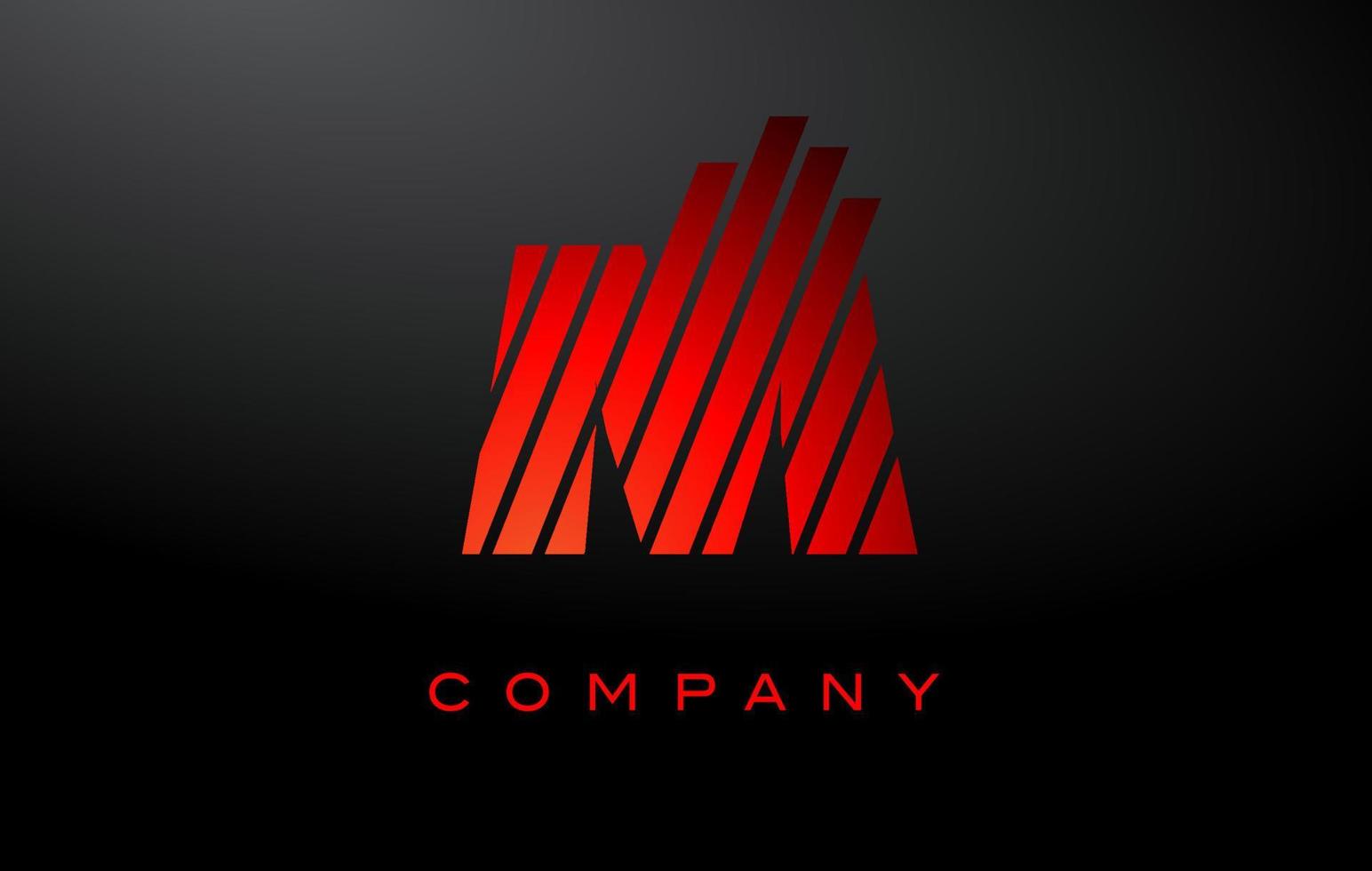 logotipo de letra m con vector de diseño de líneas rojas. ilustración de icono de letra roja