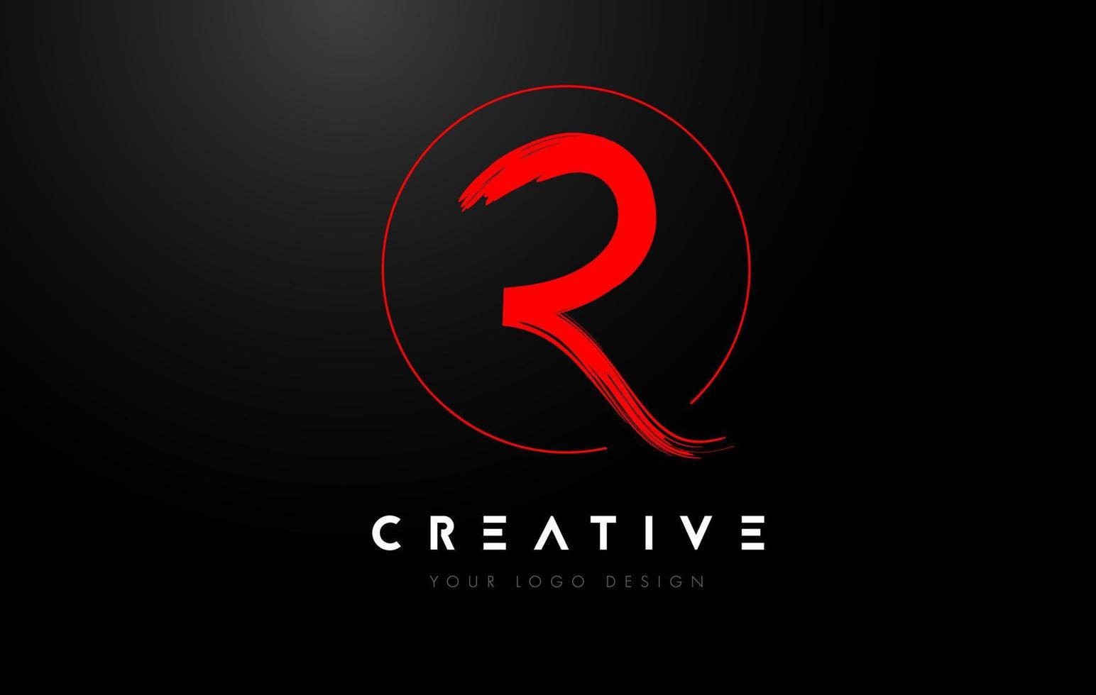 Red R Brush Letter Logo Design. Artistic Handwritten Letters Logo Concept. vector