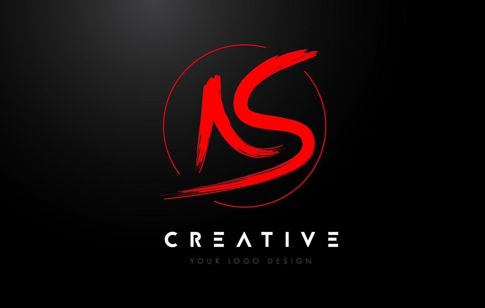 Red AS Brush Letter Logo Design. Artistic Handwritten Letters Logo Concept. vector