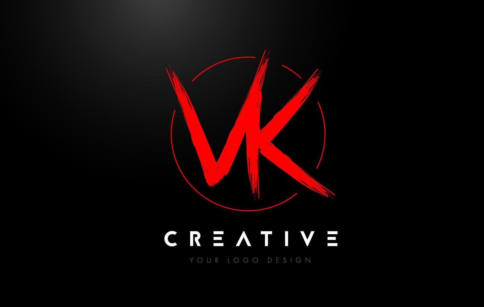 Red VK Brush Letter Logo Design. Artistic Handwritten Letters Logo Concept. vector