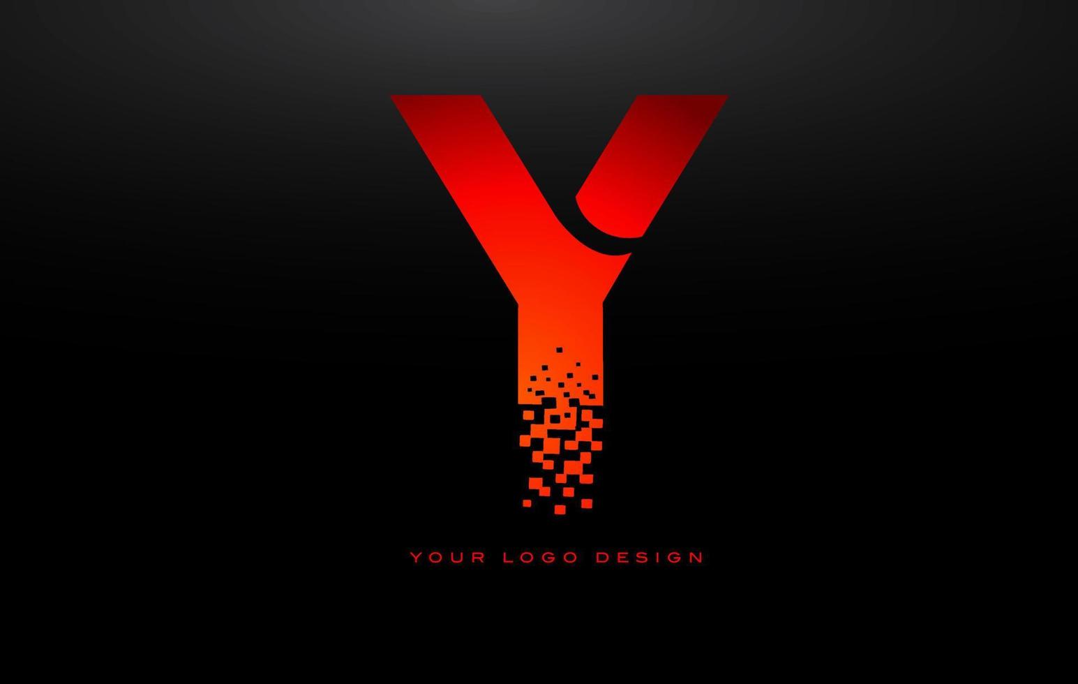 Y Initial Letter Logo Design with Digital Pixels in Red Colors. vector