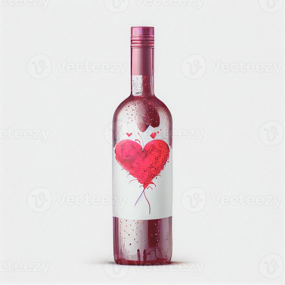 Close up shot of wine for Valentine's Day background with copy space. Gift ideas for Valentine. photo