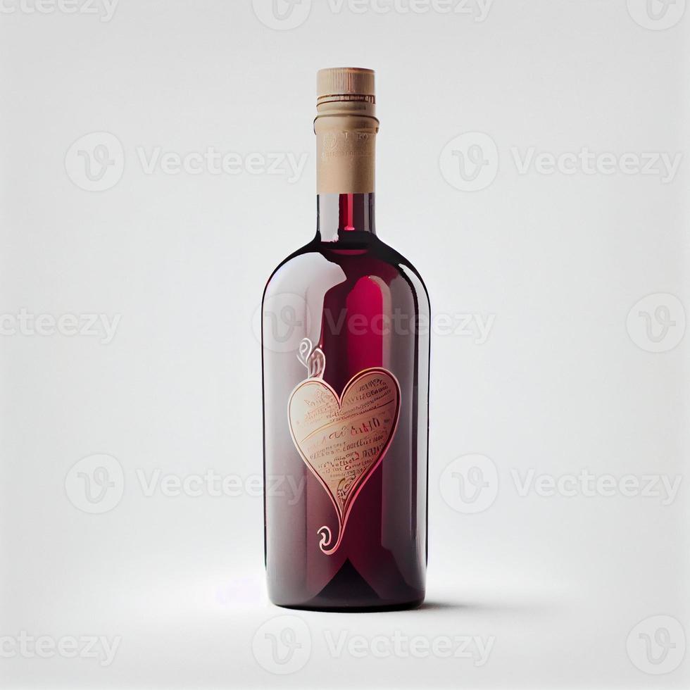 Close up shot of wine for Valentine's Day background with copy space. Gift ideas for Valentine. photo