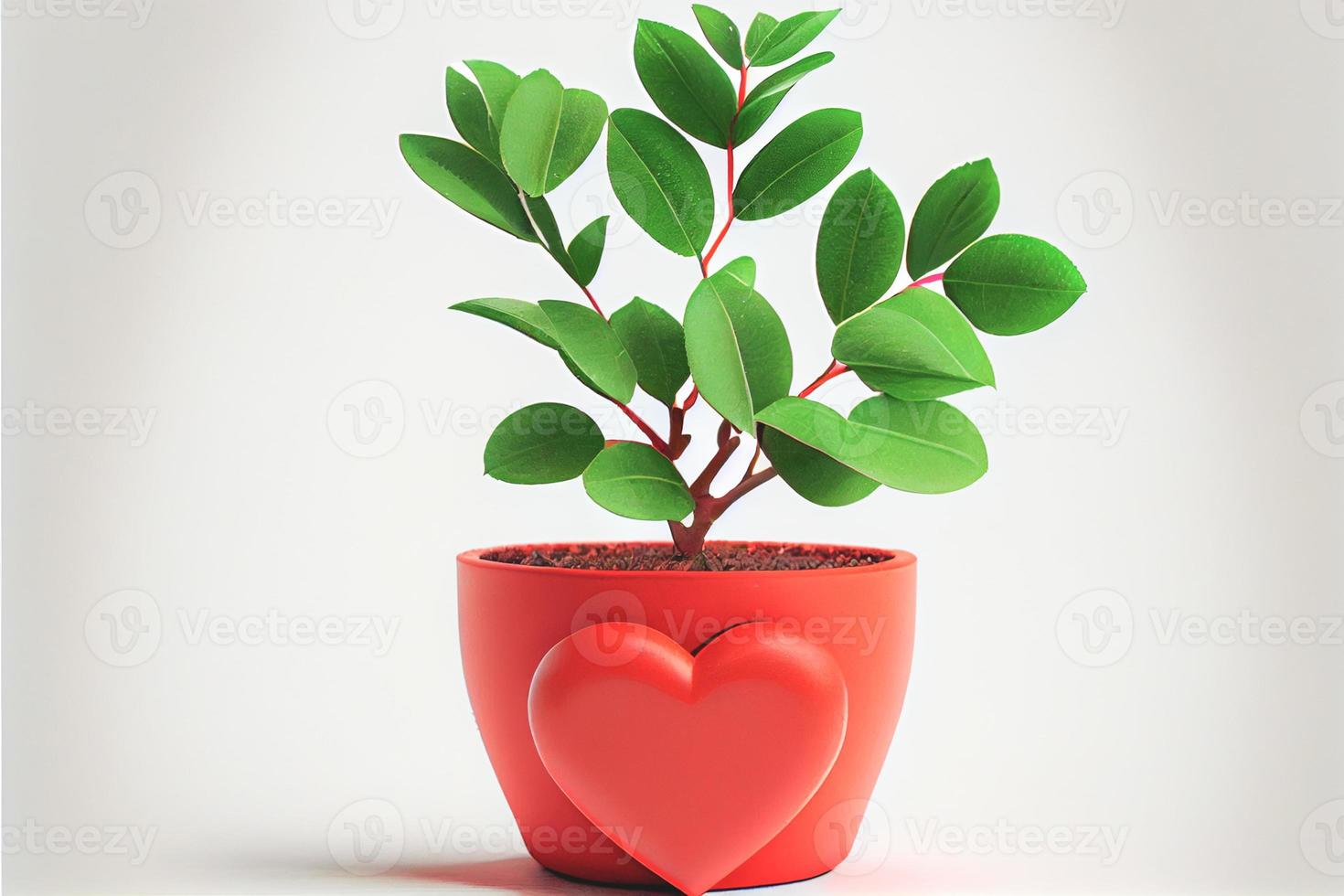 Close up shot of potted plant for Valentine's Day background with copy space. Gift ideas for Valentine. photo