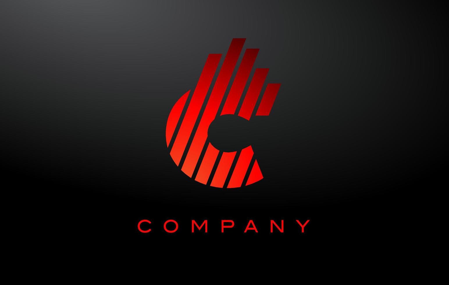 C Letter Logo with Red Lines Design Vector. Red Letter Icon ...