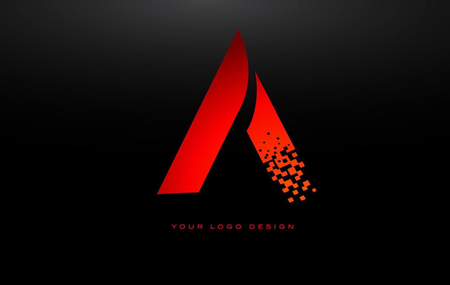 A Initial Letter Logo Design with Digital Pixels in Red Colors. vector