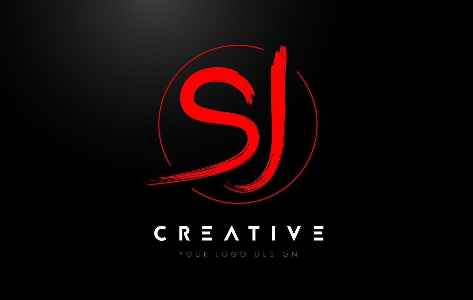 Red SJ Brush Letter Logo Design. Artistic Handwritten Letters Logo Concept. vector