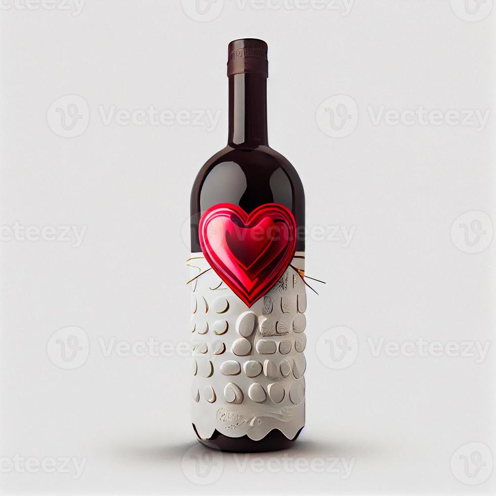 Close up shot of wine for Valentine's Day background with copy space. Gift ideas for Valentine. photo