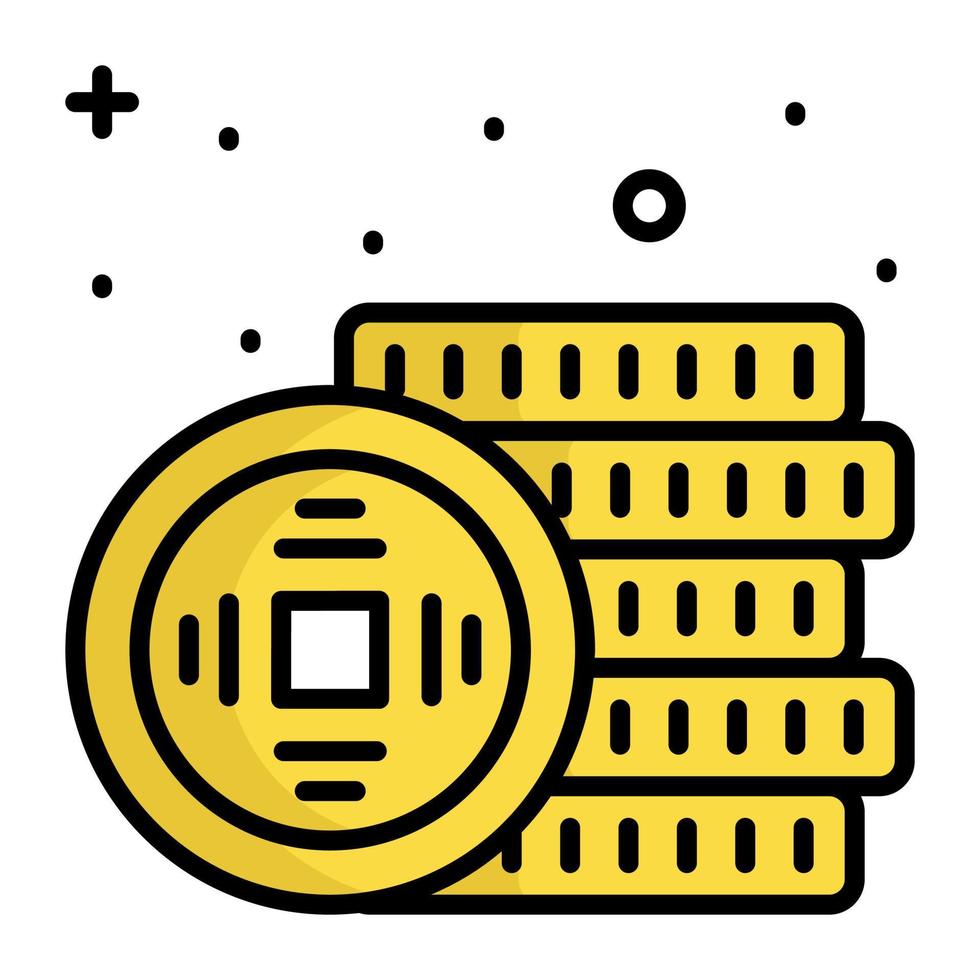 Chinese coins stack vector design, lucky coins