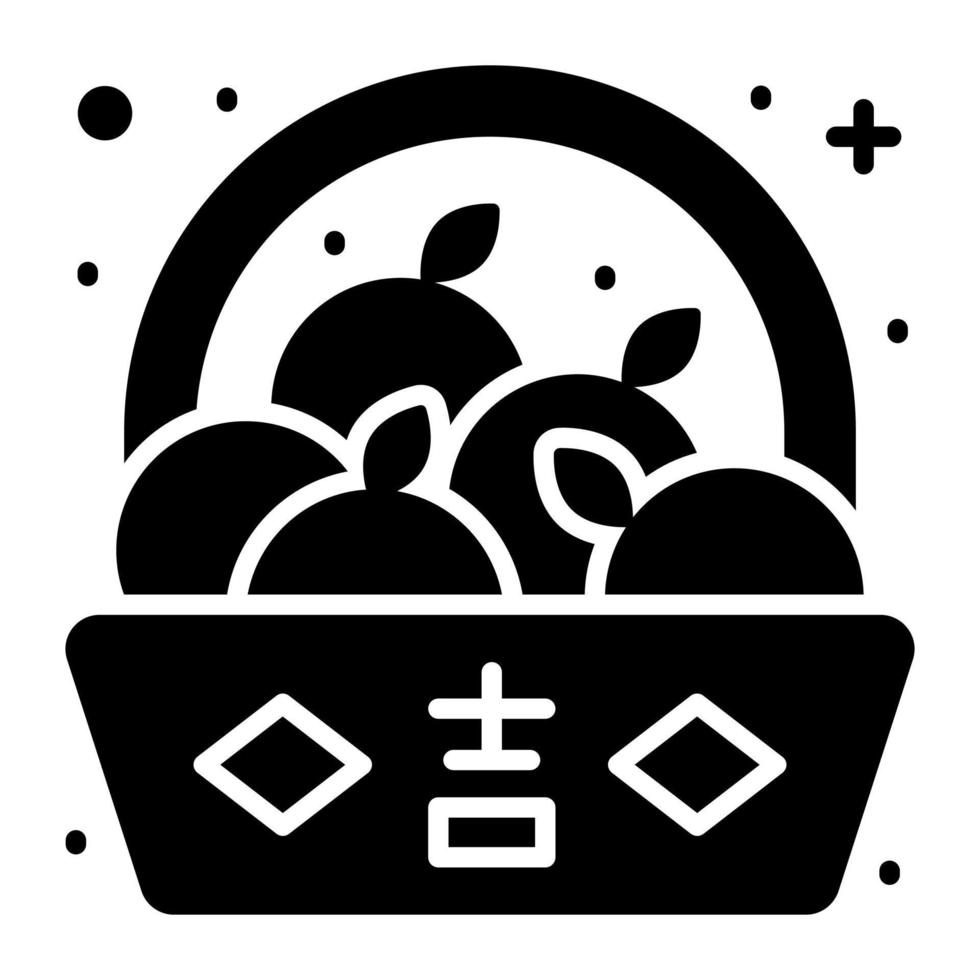 Tangerine in traditional basket vector design