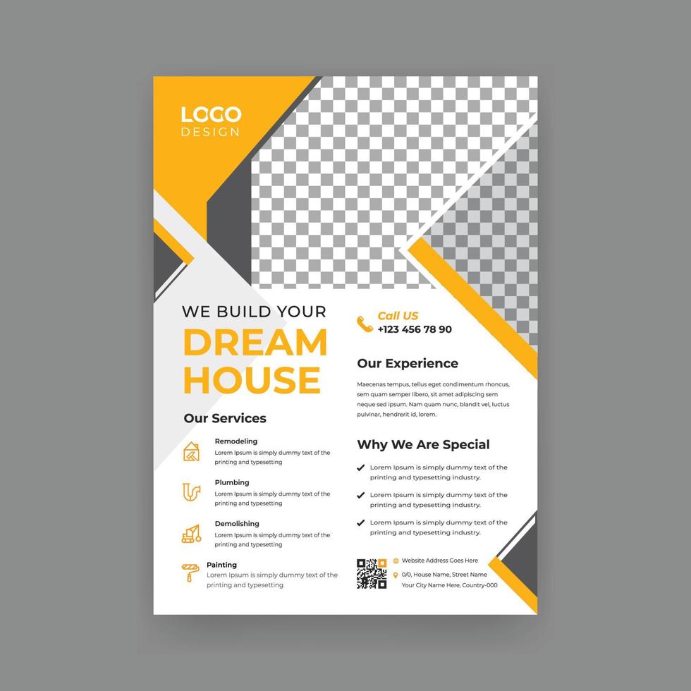 Construction Company Flyer Template 16940874 Vector Art at Vecteezy