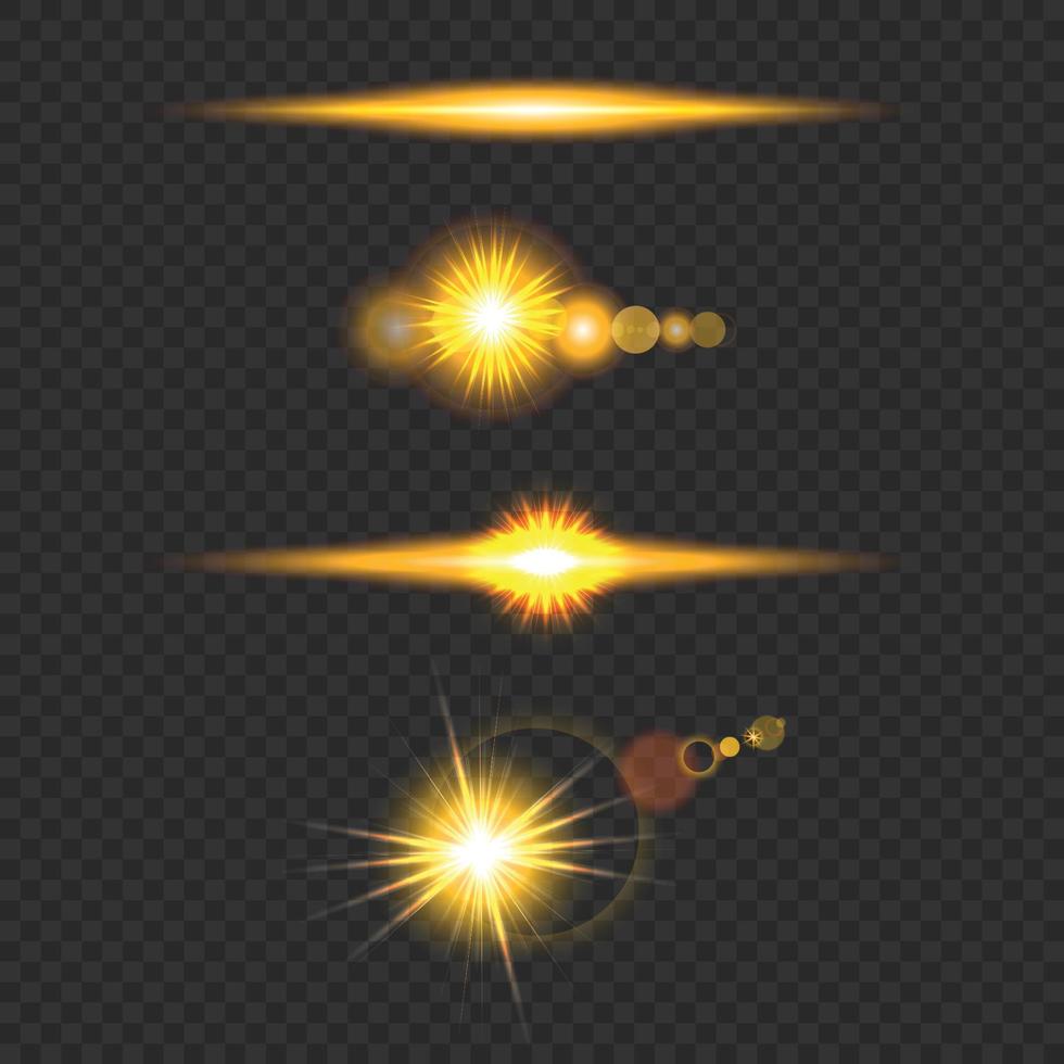 Gold Flare Lense Graphic Set vector