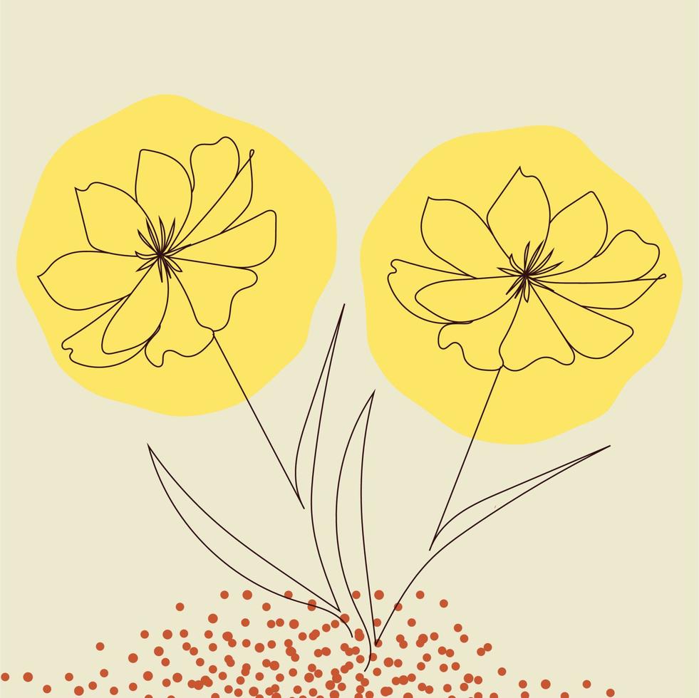 Boho Minimal Outline Floral Background vector