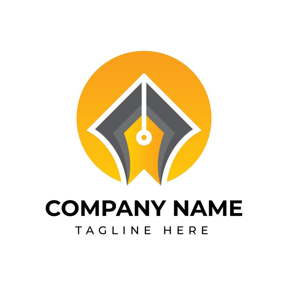 Pen Sun Rise Writer Logo vector