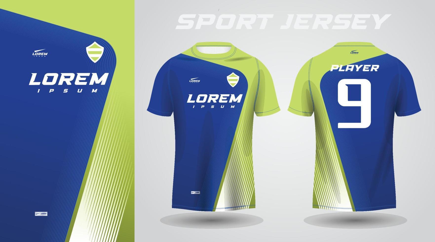 diseño de camiseta deportiva de camiseta azul verde vector