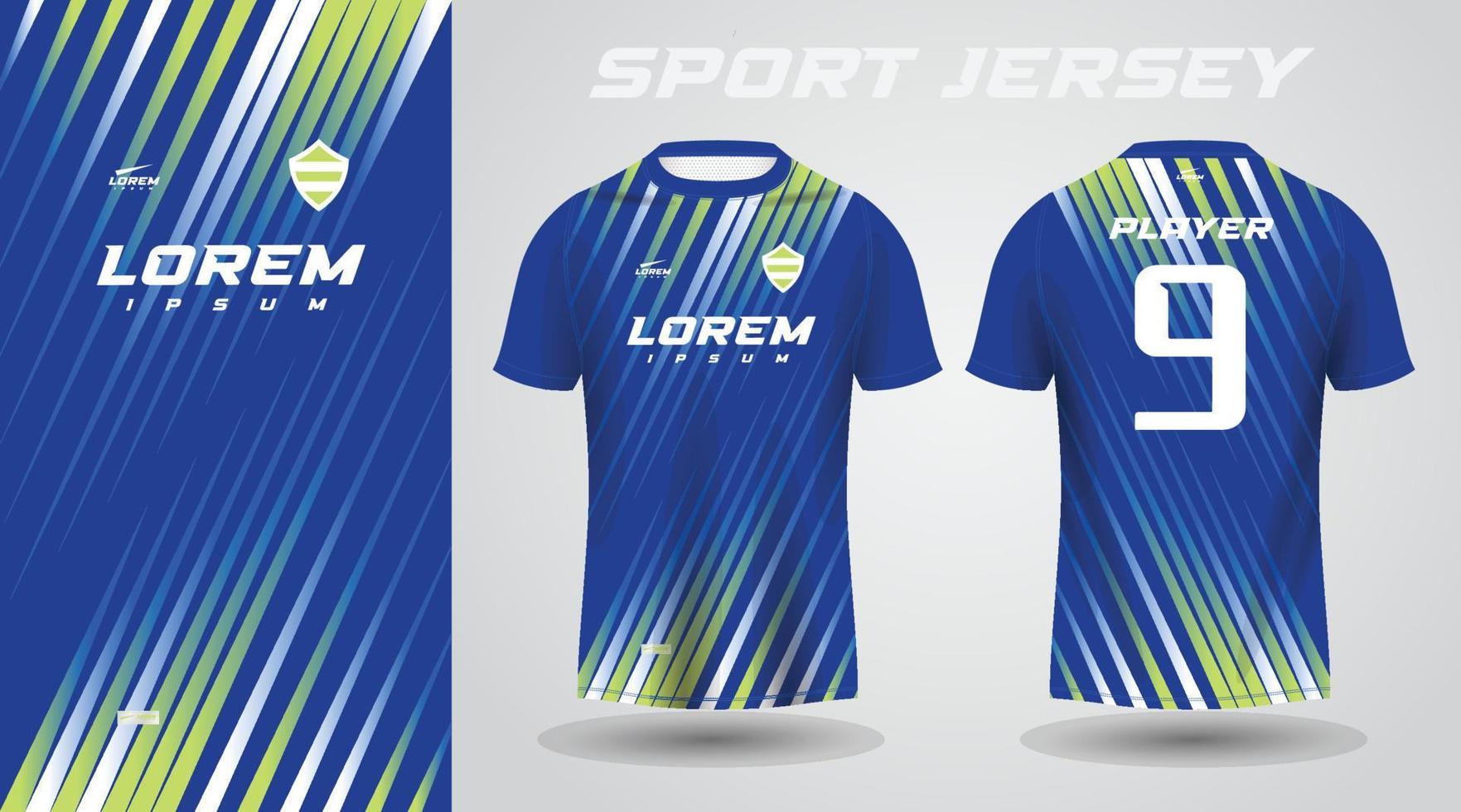 diseño de camiseta deportiva de camiseta azul verde vector