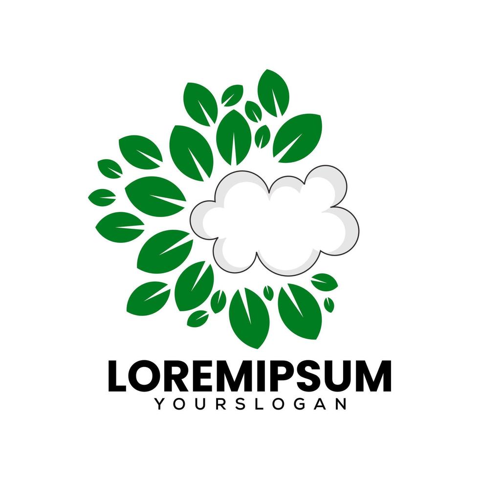 cloud leaf logo design vector