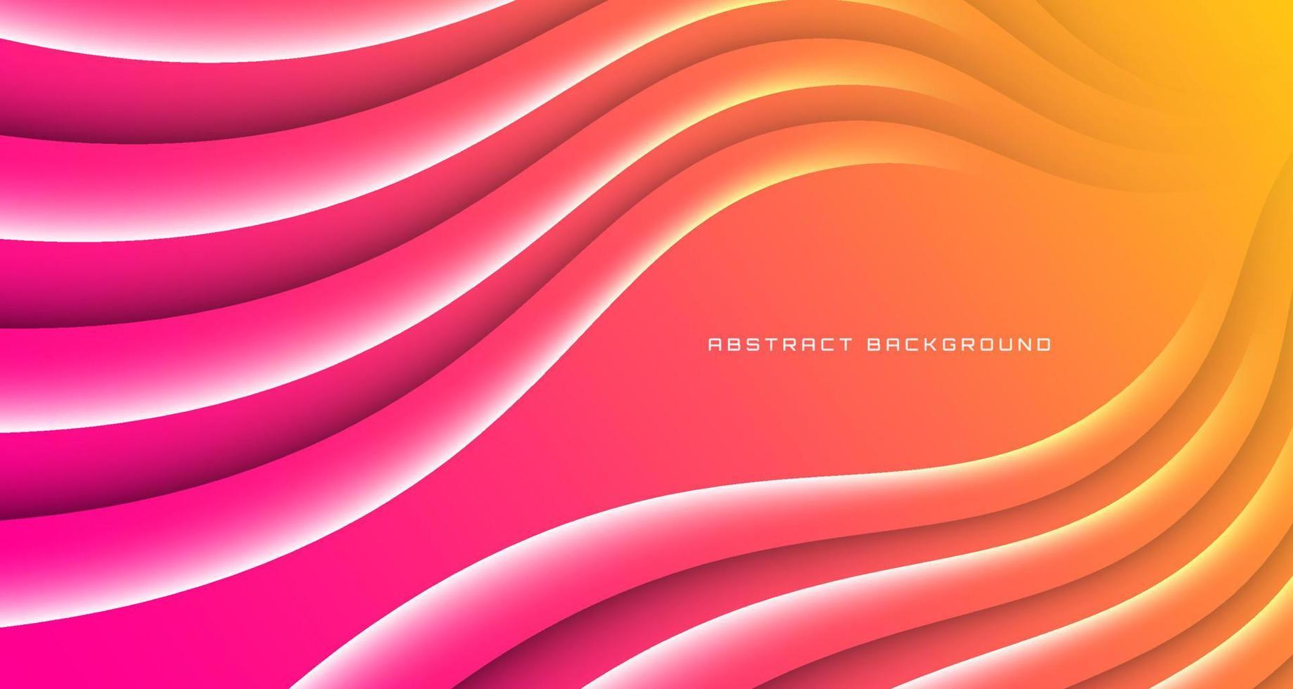 3D orange pink geometric abstract background overlap layer on bright space with waves decoration. Graphic design element liquid style concept for banner, flyer, card, brochure cover, or landing page vector