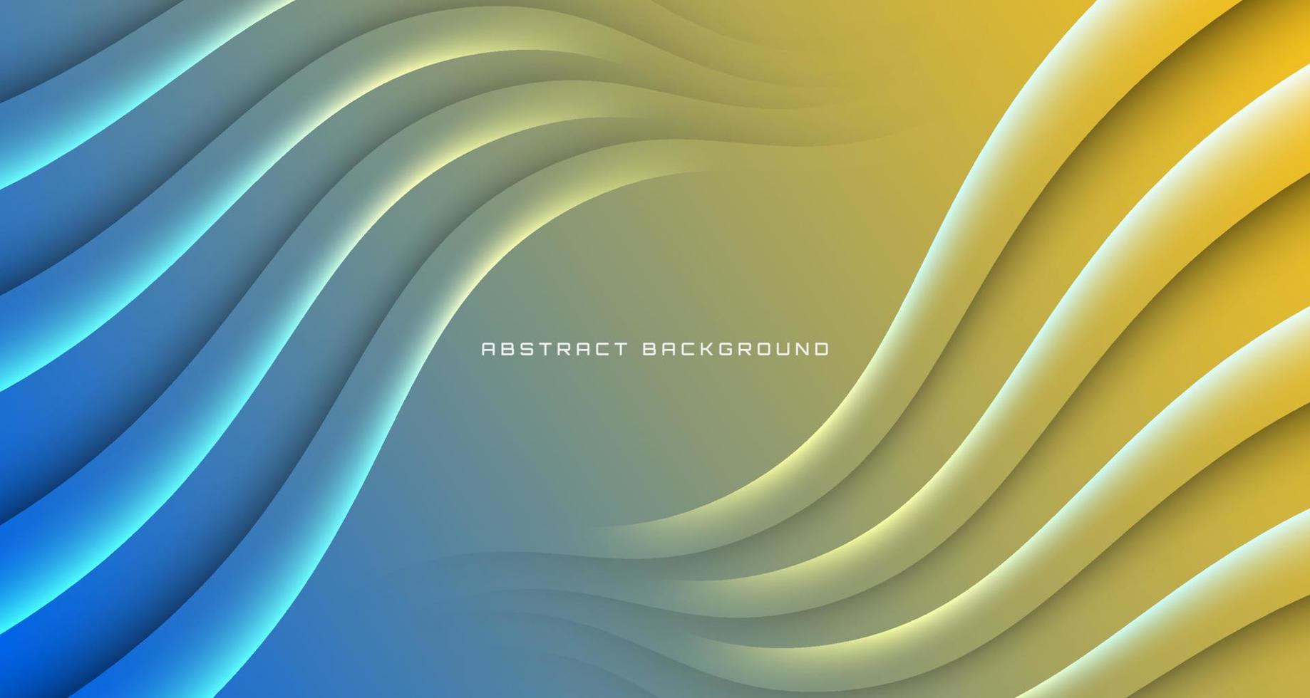 3D blue yellow geometric abstract background overlap layer on bright space with waves decoration. Graphic design element liquid style concept for banner, flyer, card, brochure cover, or landing page vector