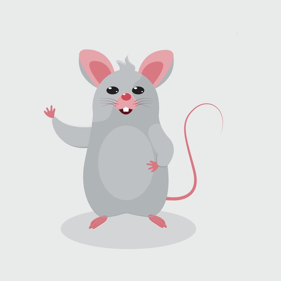 vector cute gray mouse with shadow