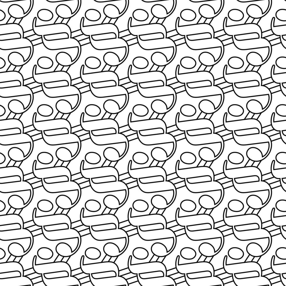 Curve Lines pattern Abstract background Vector art Seamless monochrome design