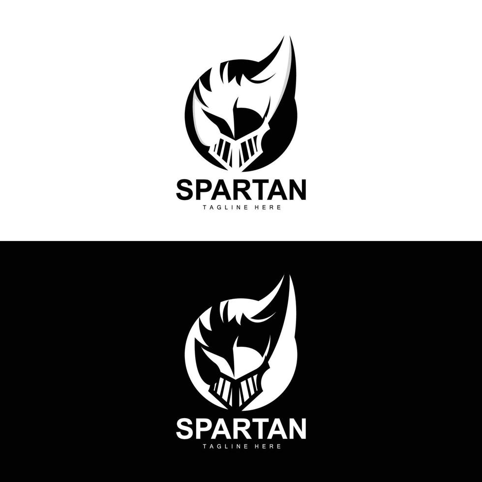 logo espartano, vector de traje de casco de guerra, icono de armadura bárbara, vikingo, diseño de gimnasio, fitness