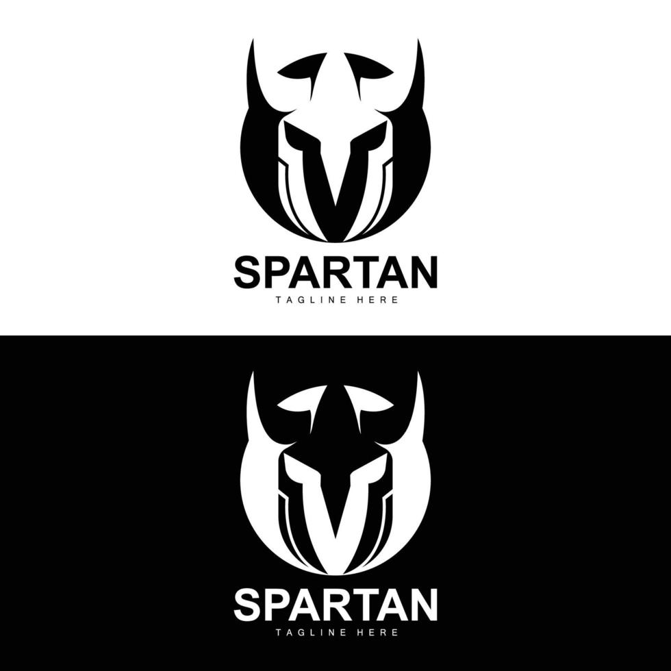 logo espartano, vector de traje de casco de guerra, icono de armadura bárbara, vikingo, diseño de gimnasio, fitness