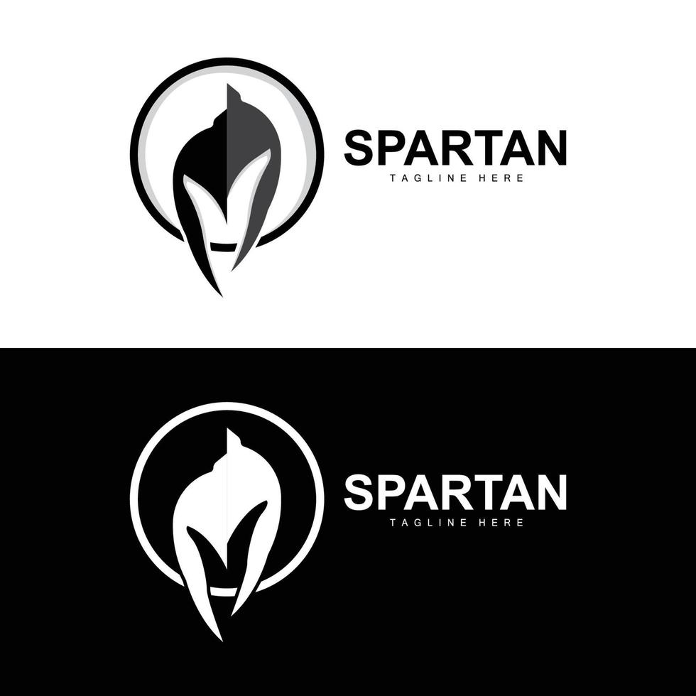 logo espartano, vector de traje de casco de guerra, icono de armadura bárbara, vikingo, diseño de gimnasio, fitness