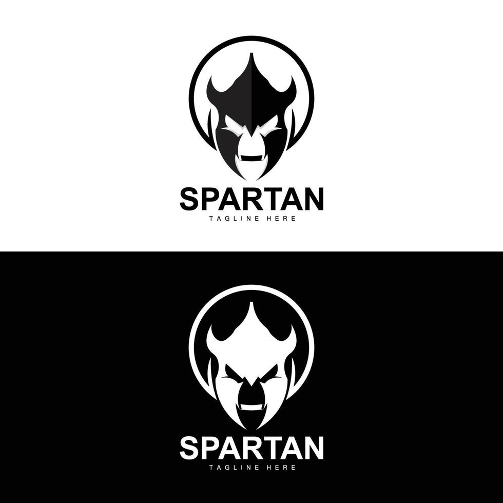 logo espartano, vector de traje de casco de guerra, icono de armadura bárbara, vikingo, diseño de gimnasio, fitness