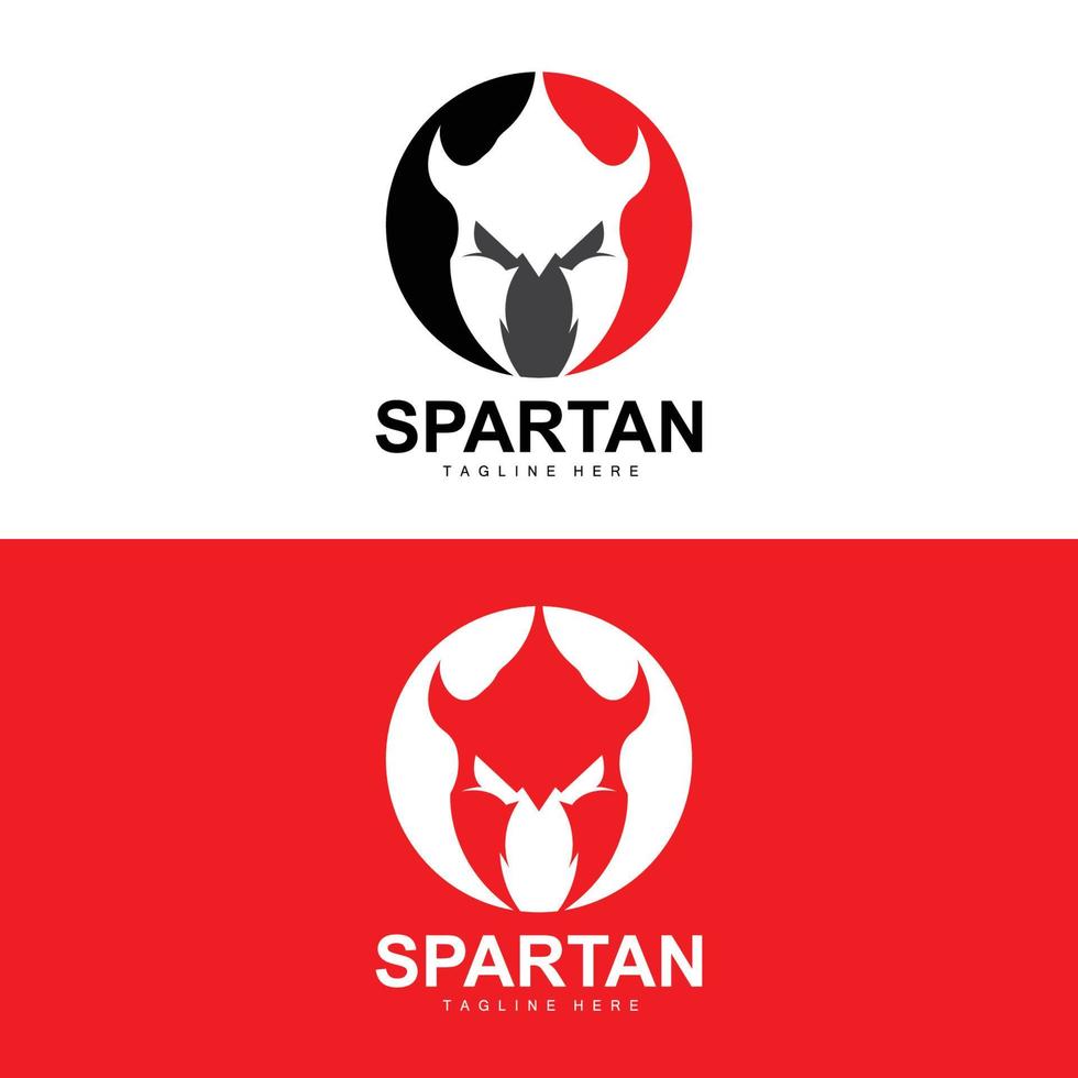 logo espartano, vector de traje de casco de guerra, icono de armadura bárbara, vikingo, diseño de gimnasio, fitness