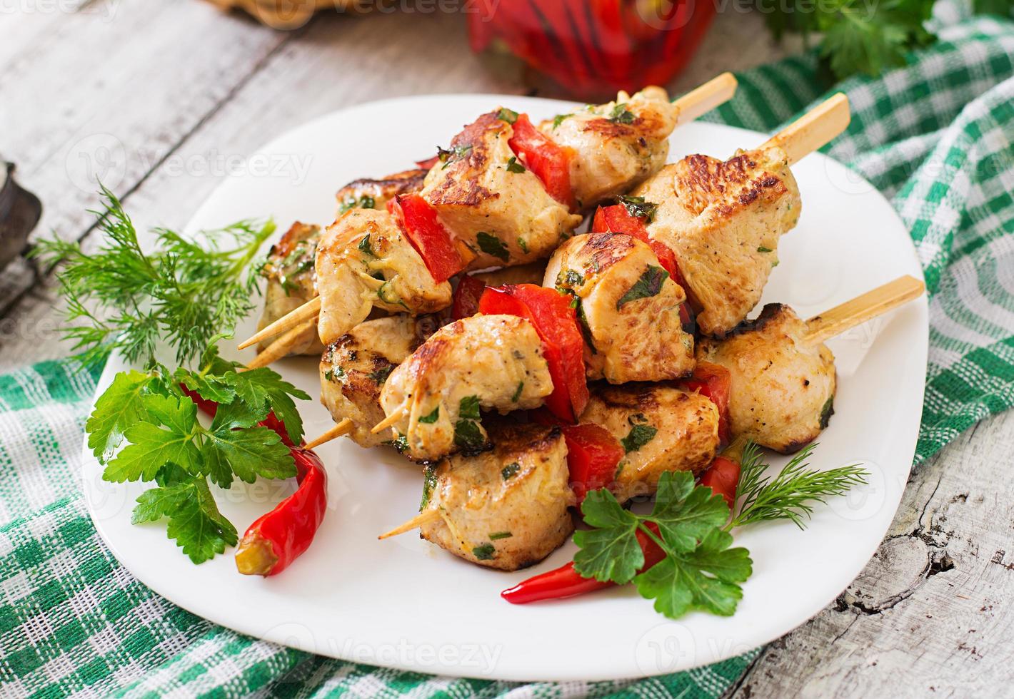 Chicken shish kebab with paprika. photo